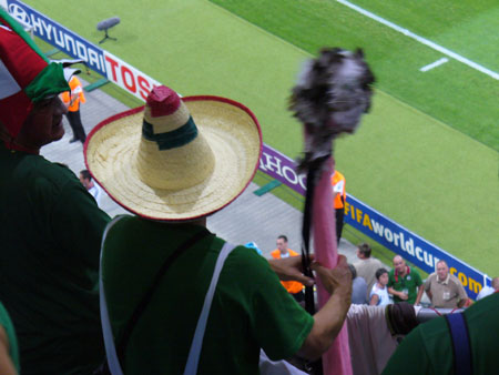 Ein Mexico-Fan im Kostüm, aber Vogelgrippe frei